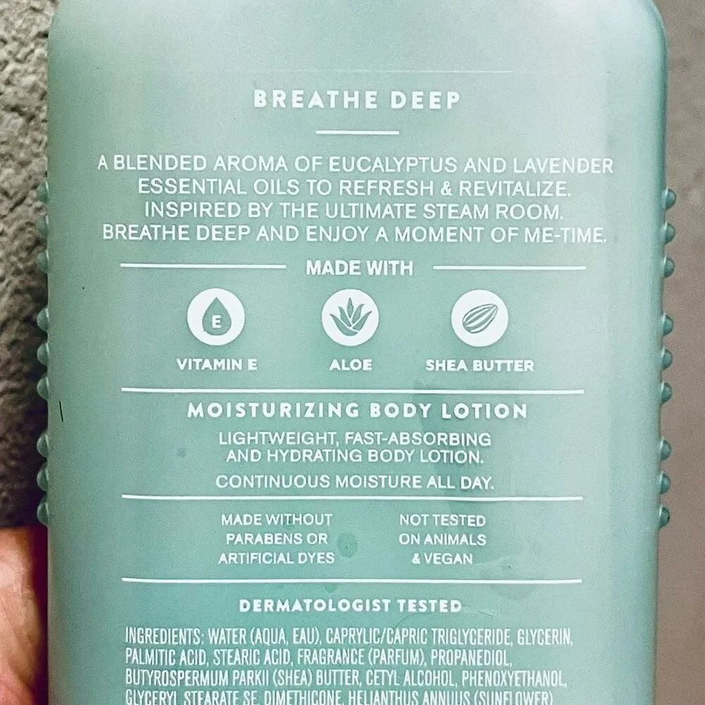 NWT 3 Bath & Body Works Aromatherapy BREATH DEEP EUCALYPTUS LAVENDER Body Lotion